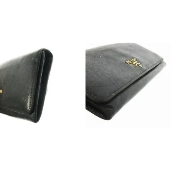 Prada Long Wallet with Coin Purse Saffiano Leather Flap Logo Black - Picture 3 of 9